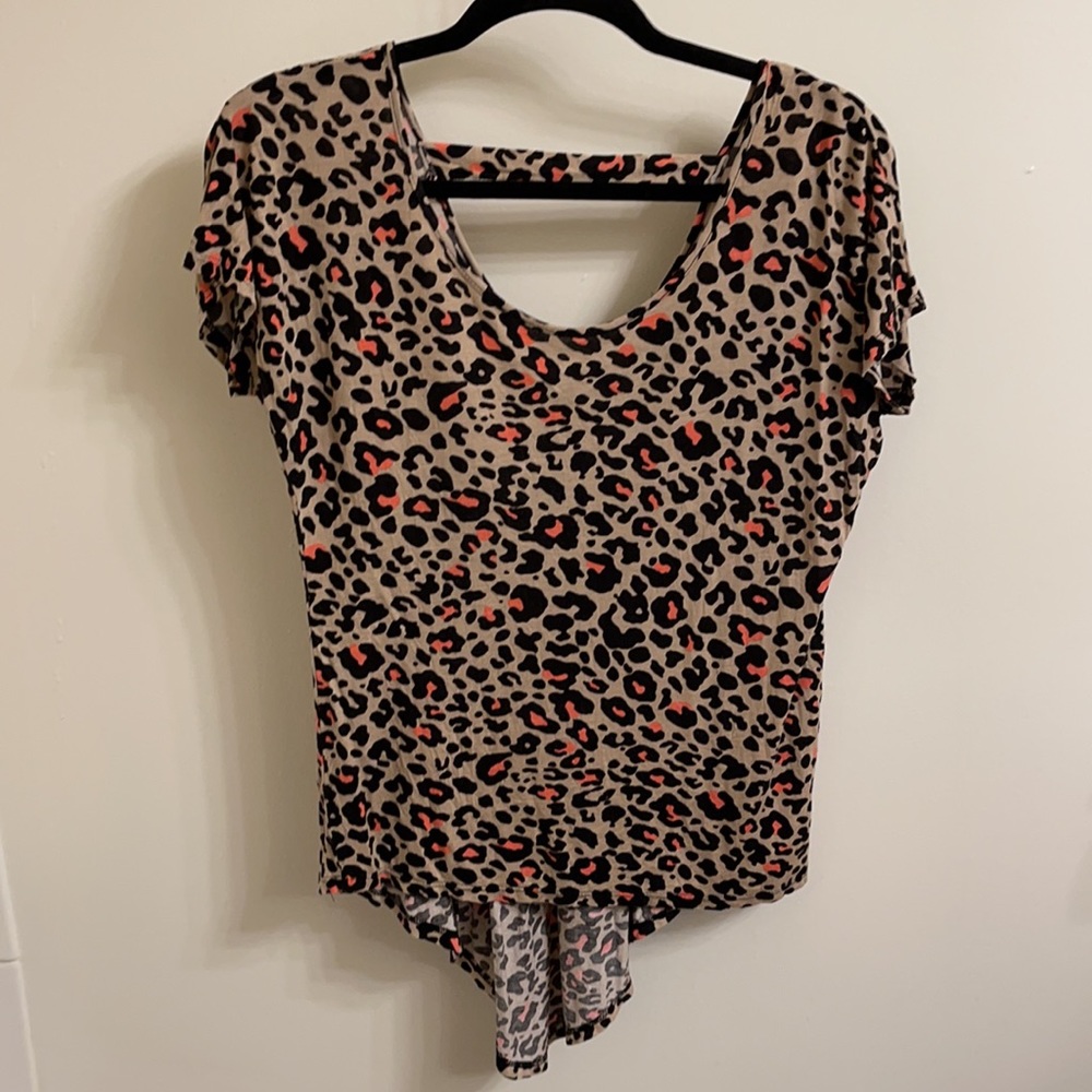 Dots Blouse Size L Color Black Tan Orange